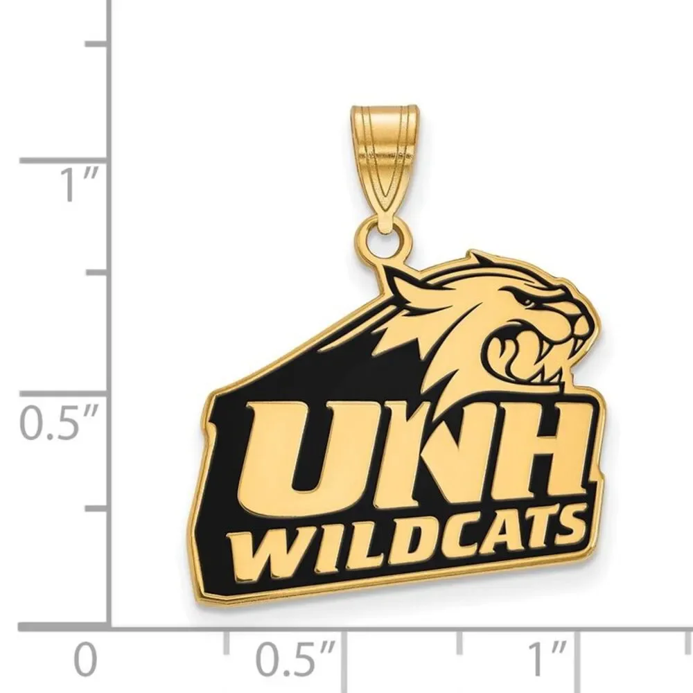 14K Gold Plated Silver U. of New Hampshire Large Enamel Logo Pendant